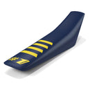 Funda de asiento Onegripper Ribbed azul oscuro-amarillo para moto enduro y motocross Husqvarna y KTM