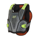 Jofa Fox Raceframe Impact D3O gris/amarillo vista en ángulo, protector de pecho certificado CE con refuerzo D3O