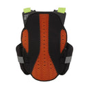 Jofa Fox Raceframe Impact D3O gris/amarillo vista trasera, refuerzo de espalda D3O naranja certificado CE