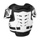 Jofa Fox Raptor negra vista trasera, protector de espalda blanco con ventilación y espalda baja extendida