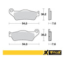 Medidas pastillas de freno delantero Prox 37.102202: 94 x 36,2 x 7,6 mm