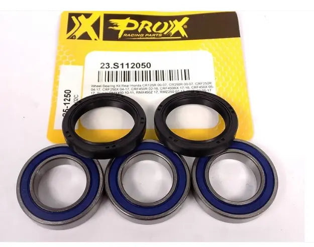 Detalle de rodamientos de rueda trasera ProX para Honda y Suzuki motocross